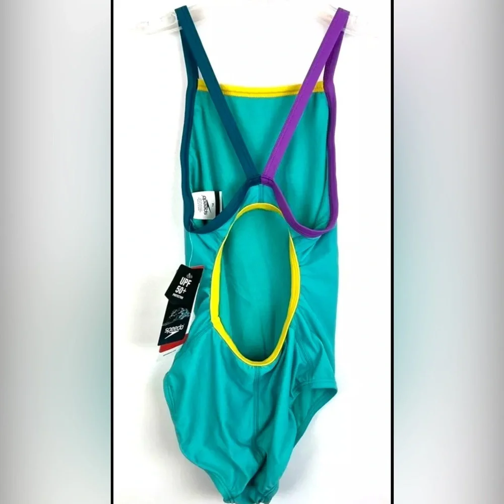 Speedo Girl’s Blue Crossback One Piece Swimsuit Size 14